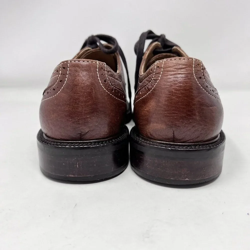 Johnston & Murphy Moc‎ Toe Brown Textured Leather Lace Up Casual Shoe Size 9.5